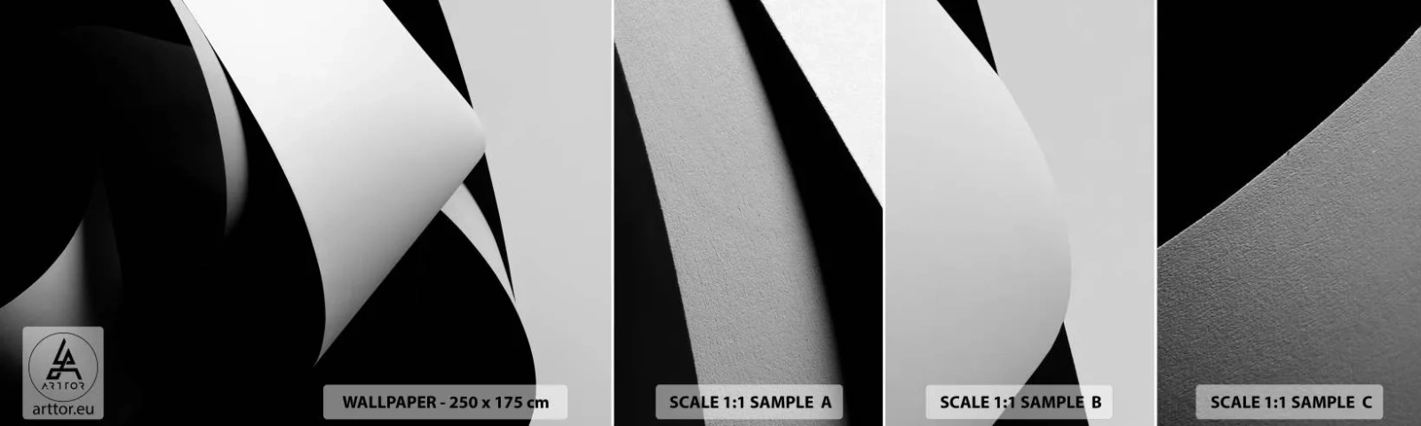 Fototapet Prøve Standard Eco - Lysflader fra skyggernes dybder - 3D, Afdæmpet, Former - 100x30 cm