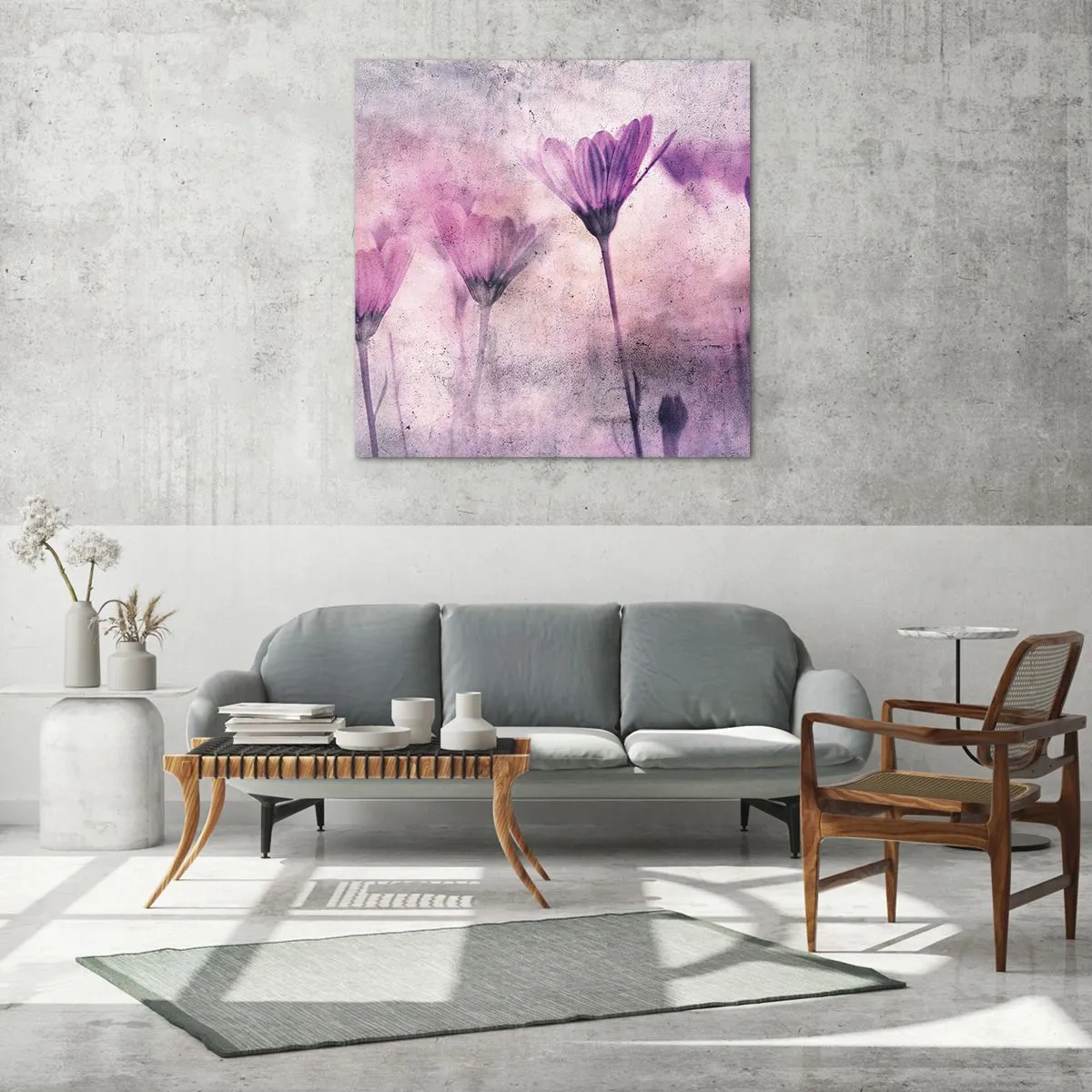 Billede på glas - En drøm af blomster - 70x70 cm