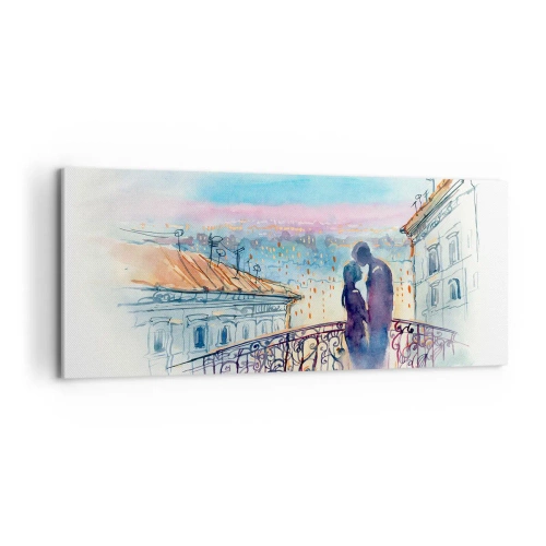 Lærredstryk - Billede på lærred - Parisiske elskere - 100x40 cm