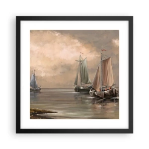 Plakat i sort ramme - Sømændenes tilbagevenden - 40x40 cm