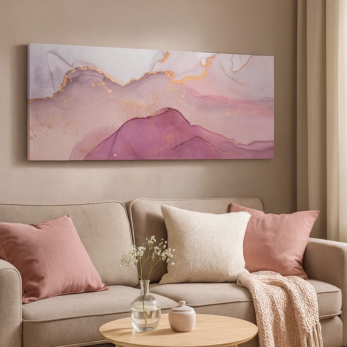 Lærredstryk - Billede på lærred - Lilla og violette bølger - 30x30 cm