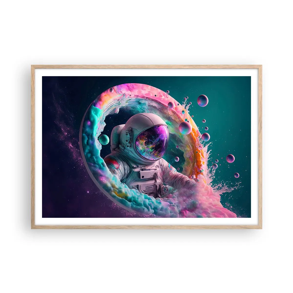 Plakat i ramme af lyst egetræ - Stjerneport - 100x70 cm