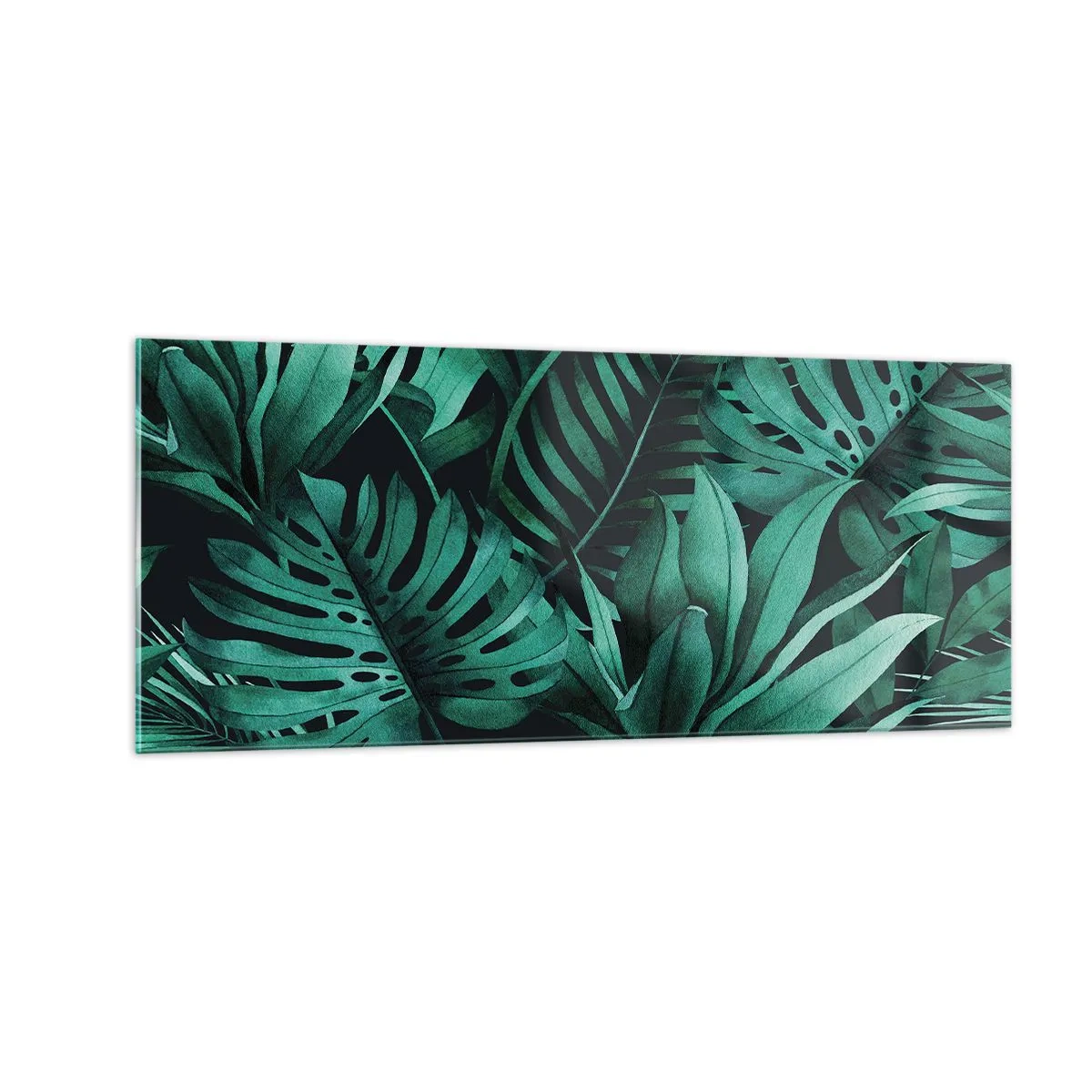 Billede på glas - Dyb tropisk grøn - 100x40 cm