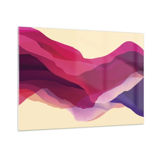 Billede på glas - Bølger i lilla - 100x70 cm