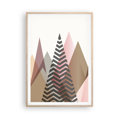 Plakat i ramme af lyst egetræ - Pyramide udsigt - 70x100 cm