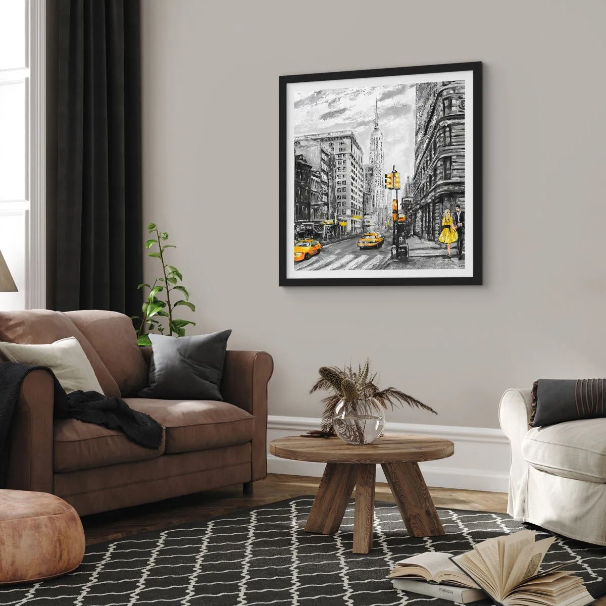 Plakat i sort ramme - En fortælling fra New York - 30x30 cm