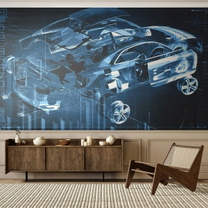 Fototapet Premium Sand - Teknisk anatomi - Automotive, Bil, Koncept - 100x70 cm