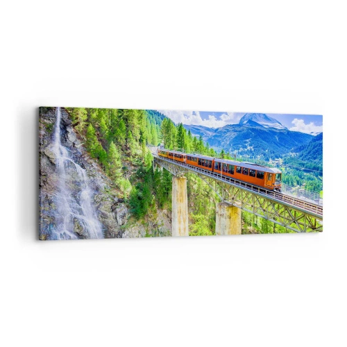 Lærredstryk - Billede på lærred - Jernbane til Alperne - 100x40 cm