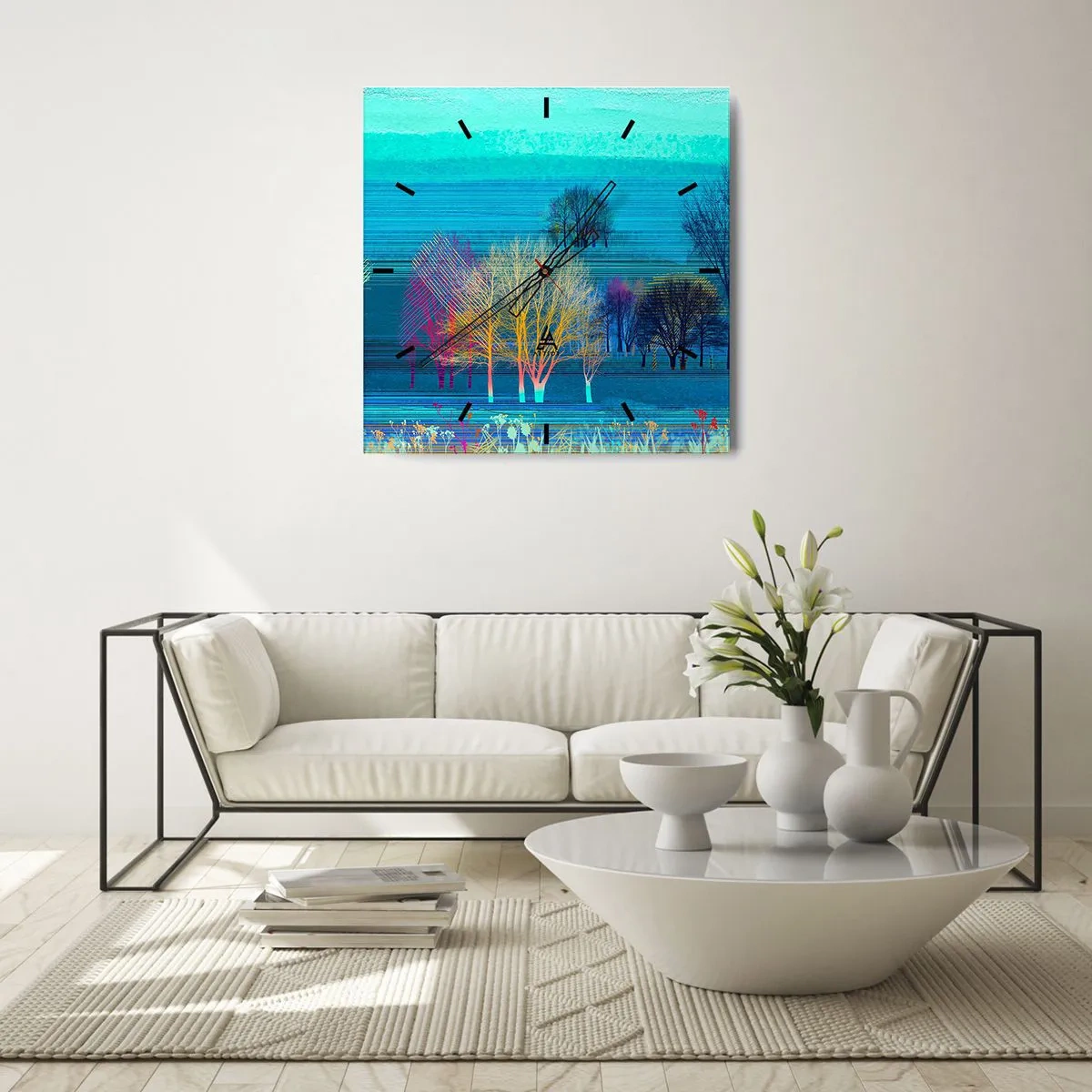 Vægur, Uret - Et vidtstrakt landskab - 30x30 cm