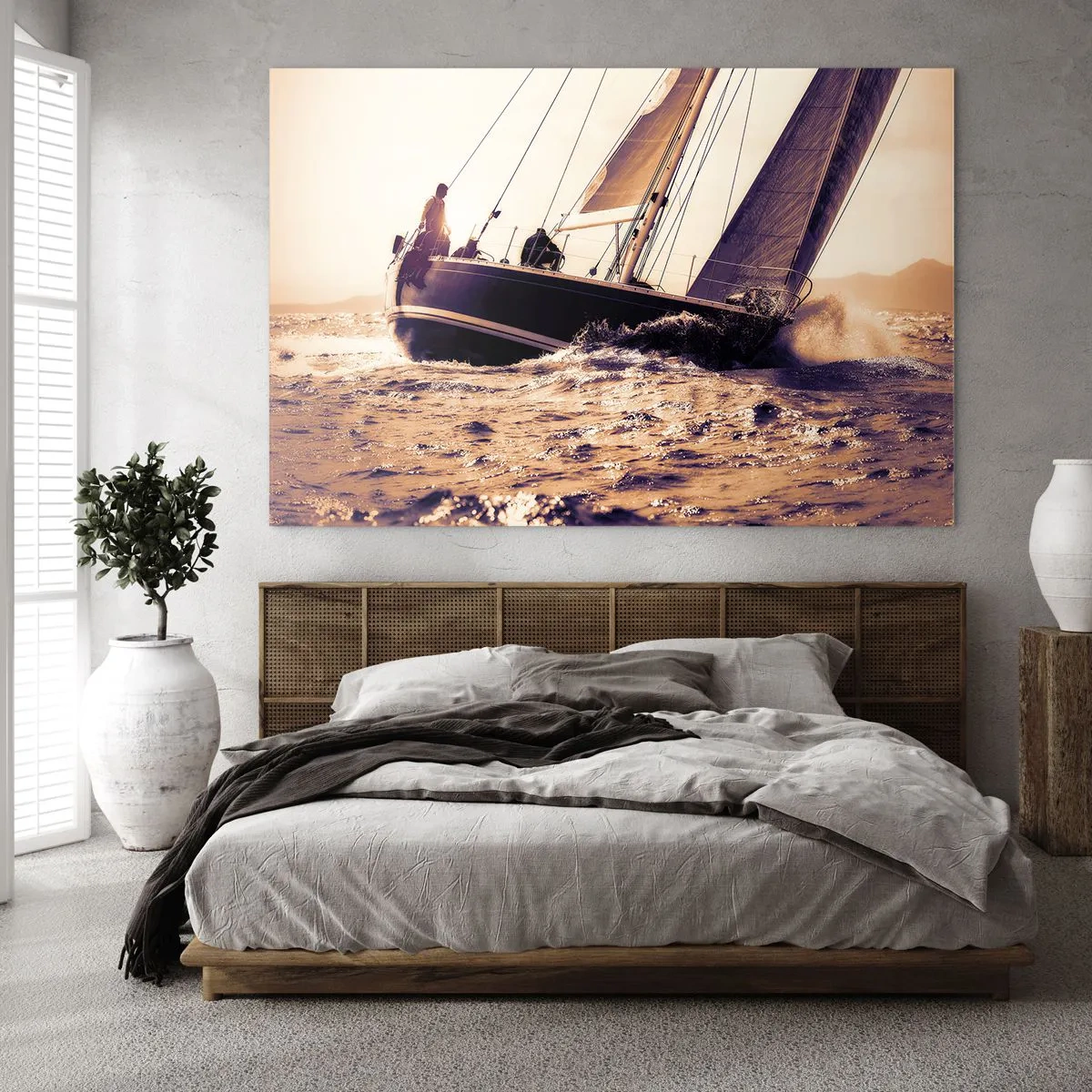 Billede på glas - Sejl, sømand - 120x80 cm