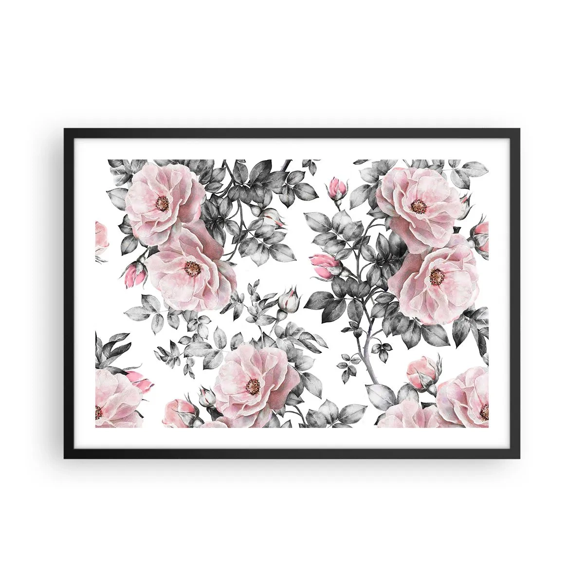 Plakat i sort ramme - Forsvind i rosenblomsterne - 70x50 cm
