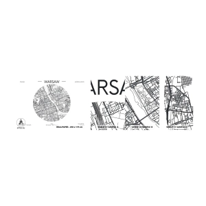 Prøve Fototapet Selvklæbende Deluxe Sticker - Warszawas anatomi - Kort, Warszawa, Polen - 100x30 cm