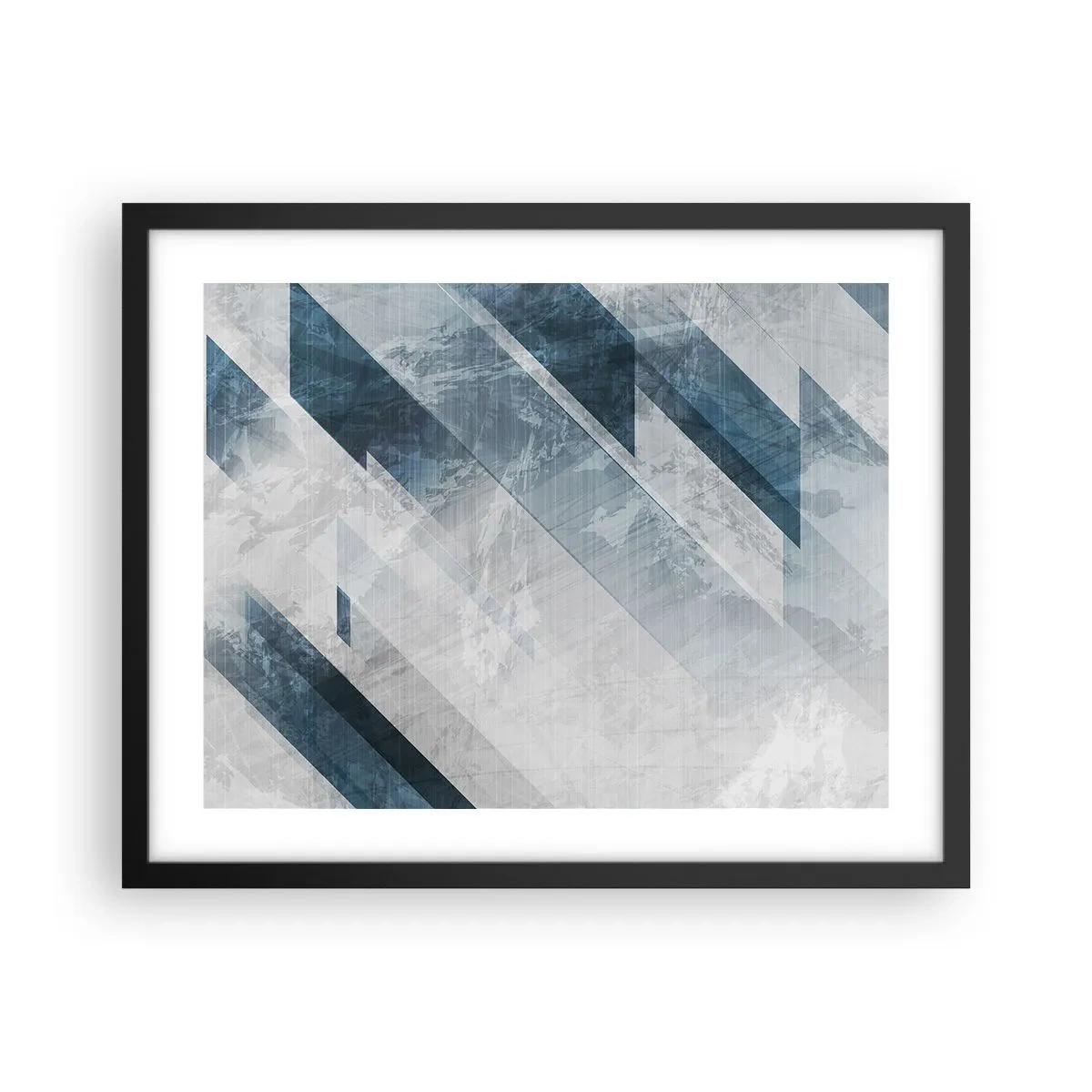 Plakat i sort ramme - Rumlig komposition - bevægelse af gråtoner - 50x40 cm