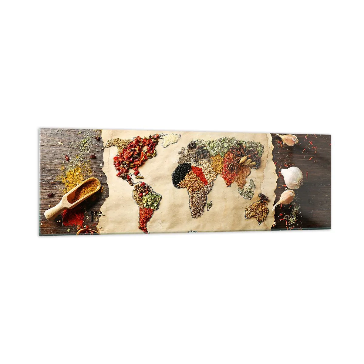 Billede på glas - Alle verdens smage - 160x50 cm