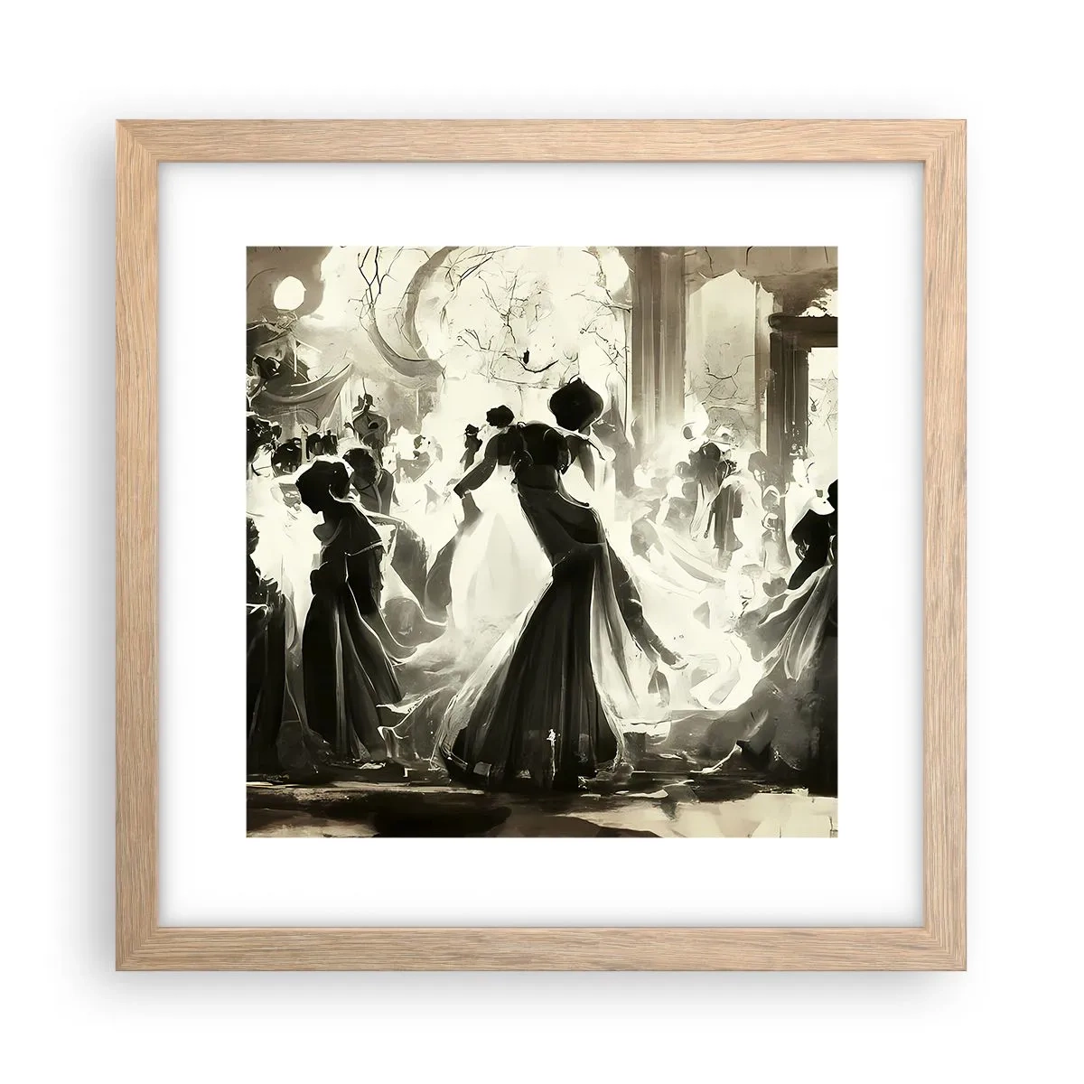 Plakat i ramme af lyst egetræ - Den store maskerade - 30x30 cm