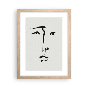 Plakat i ramme af lyst egetræ - Portræt i én linje - 30x40 cm