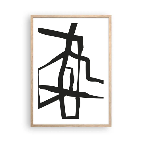 Plakat i ramme af lyst egetræ - Sort og hvid konstruktion - 50x70 cm