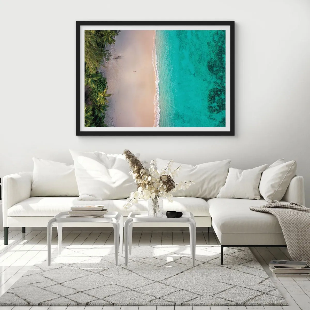 Plakat i sort ramme - Paradis strand - 70x50 cm