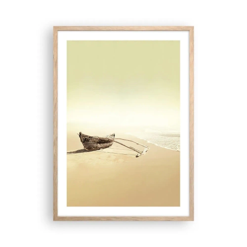 Plakat i ramme af lyst egetræ - Et minde om Sydhavet - 50x70 cm