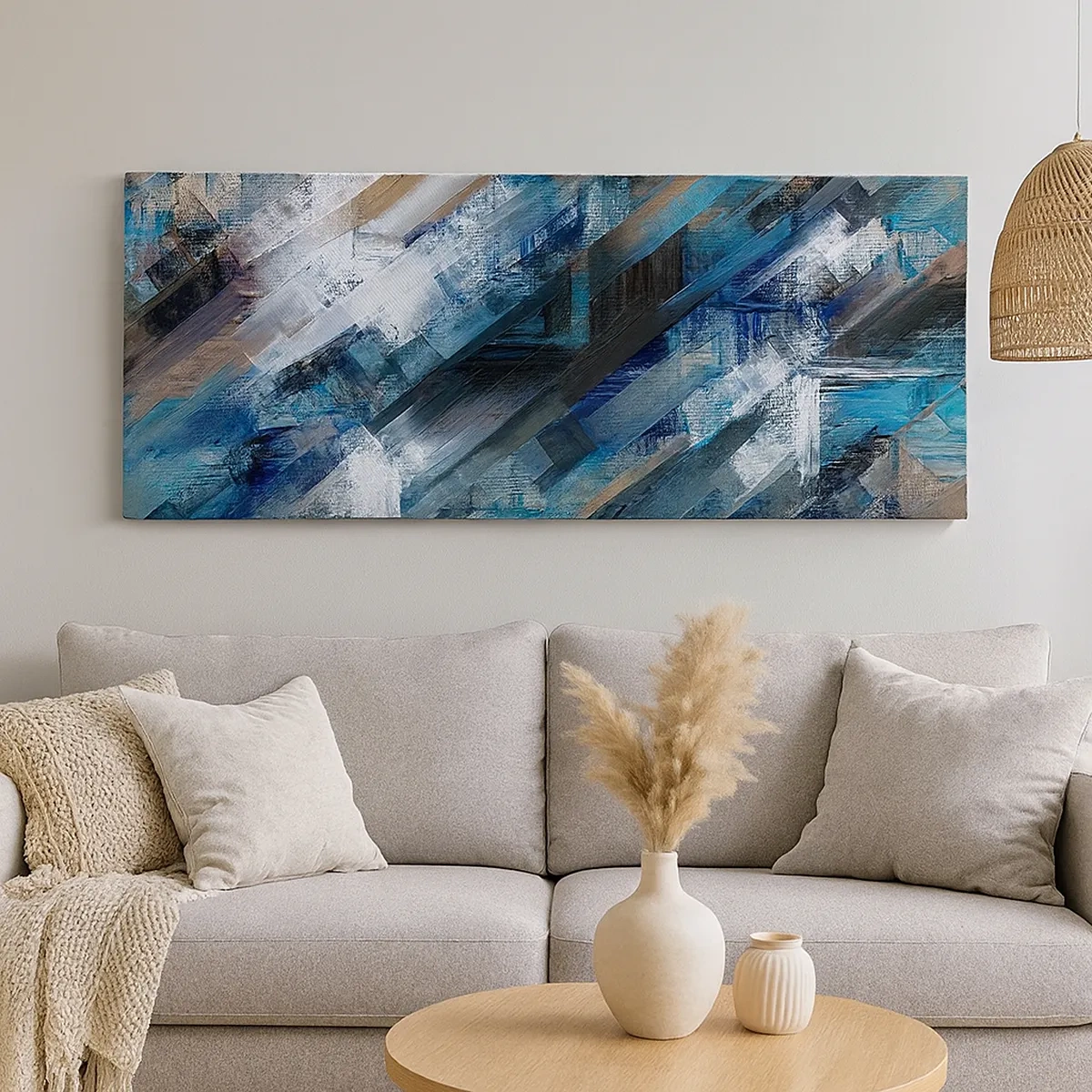 Lærredstryk - Billede på lærred - På en blå skråning - 30x30 cm