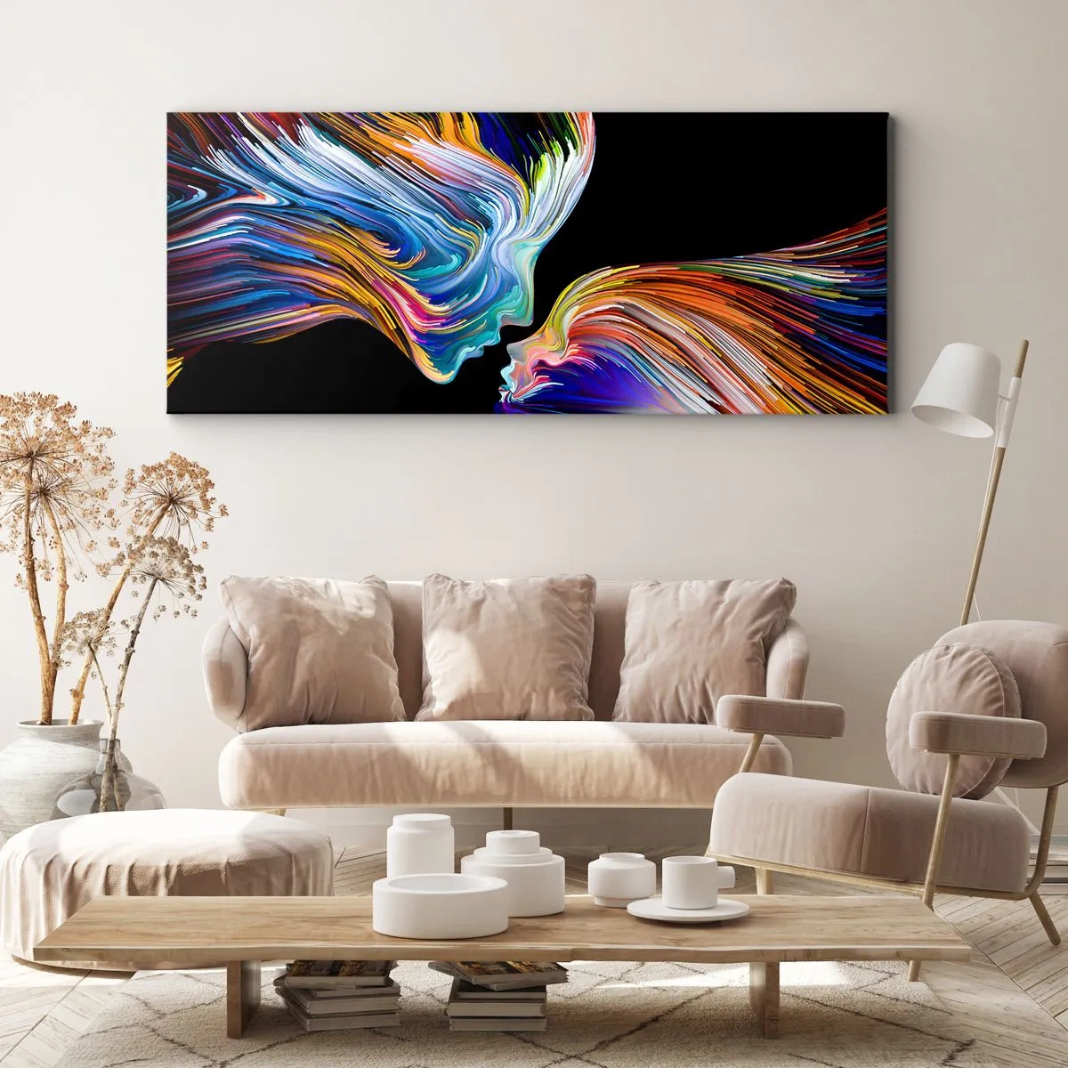 Lærredstryk - Billede på lærred - Fusion af energi og lys - 100x40 cm