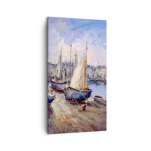 Lærredstryk - Billede på lærred - By ved bugten - 45x80 cm