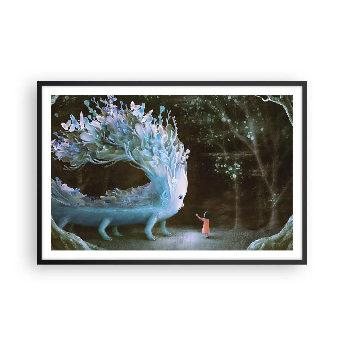 Plakat i sort ramme - Et fantastisk møde - 91x61 cm