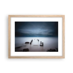 Plakat i ramme af lyst egetræ - En betænksom sø - 40x30 cm