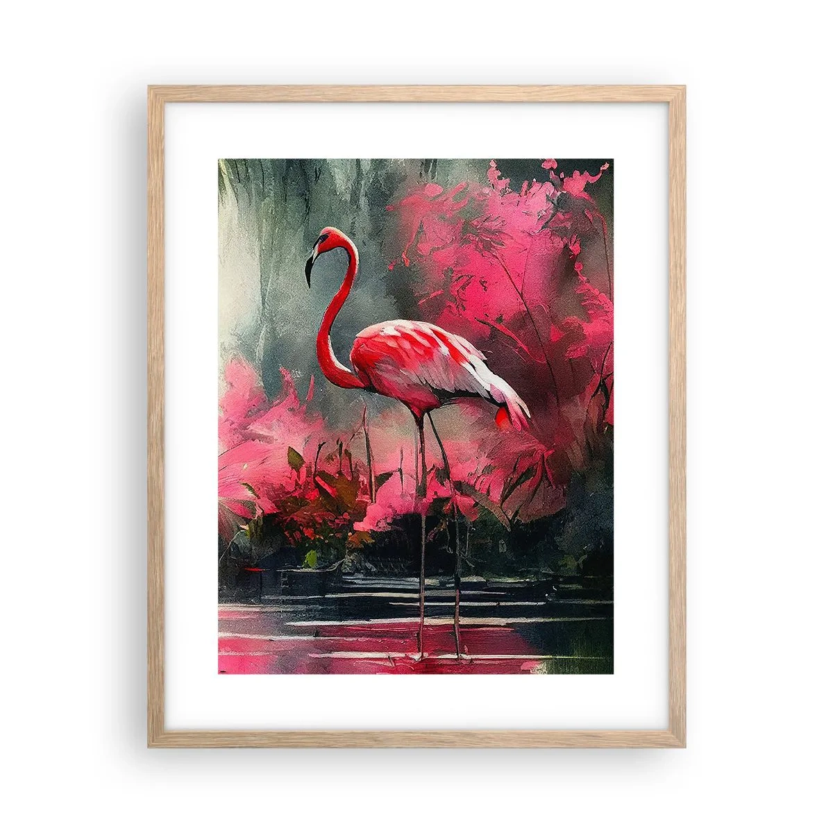 Plakat i ramme af lyst egetræ - En lektion i naturlig charme - 40x50 cm