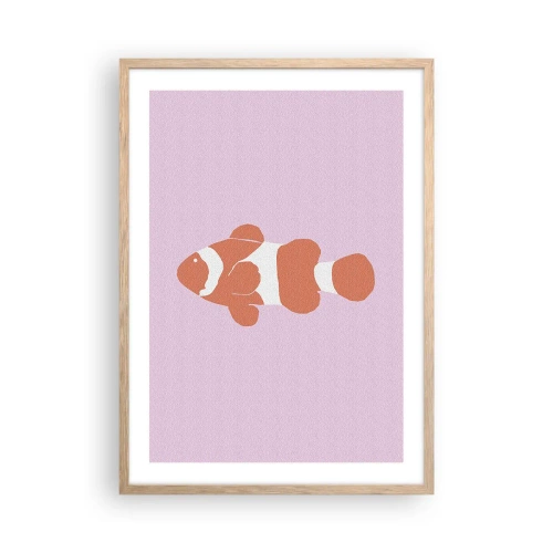 Plakat i ramme af lyst egetræ - I koraller til ansigt og hale - 50x70 cm
