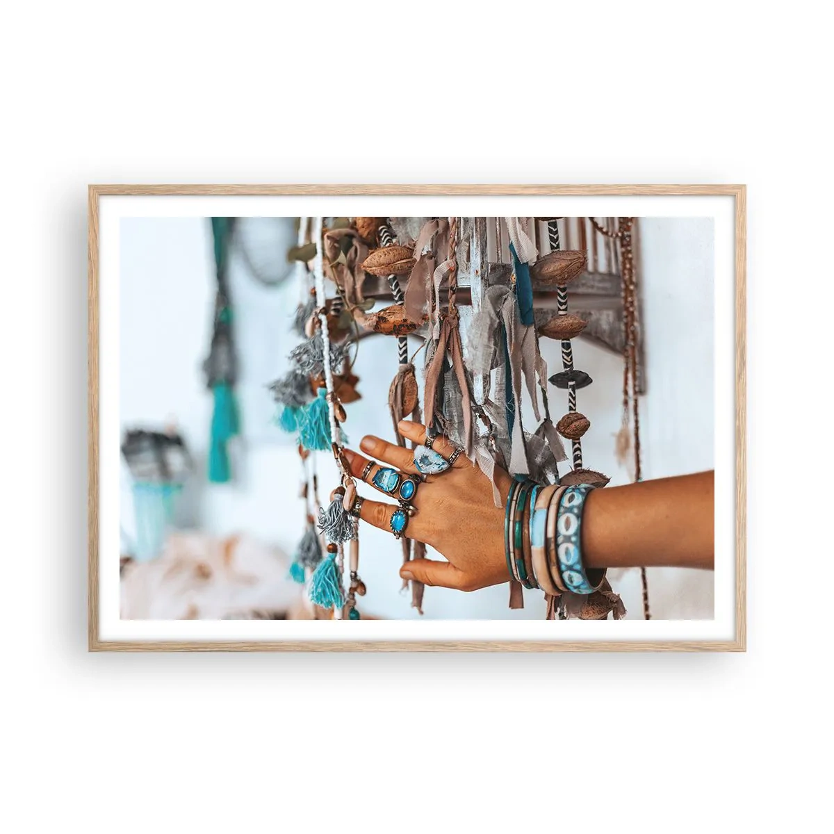 Plakat i ramme af lyst egetræ - Lokale skatte - 100x70 cm