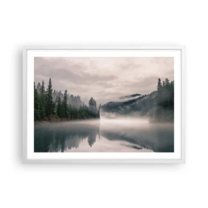 Plakat i hvid ramme - I drømmen, i tågen - 70x50 cm