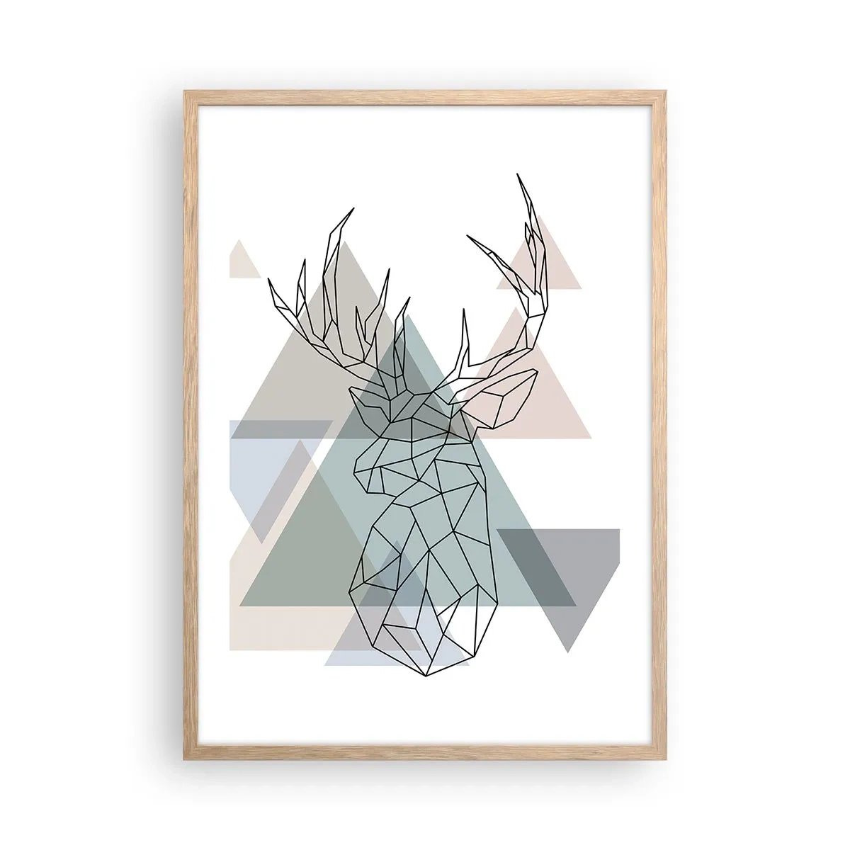 Plakat i ramme af lyst egetræ - I en geometrisk skov - 50x70 cm
