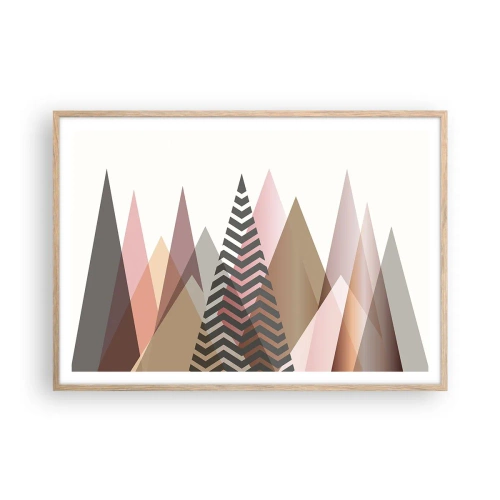 Plakat i ramme af lyst egetræ - Pyramide udsigt - 100x70 cm