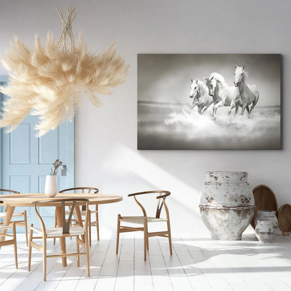 Lærredstryk - Billede på lærred - Hvid galskab - 100x70 cm
