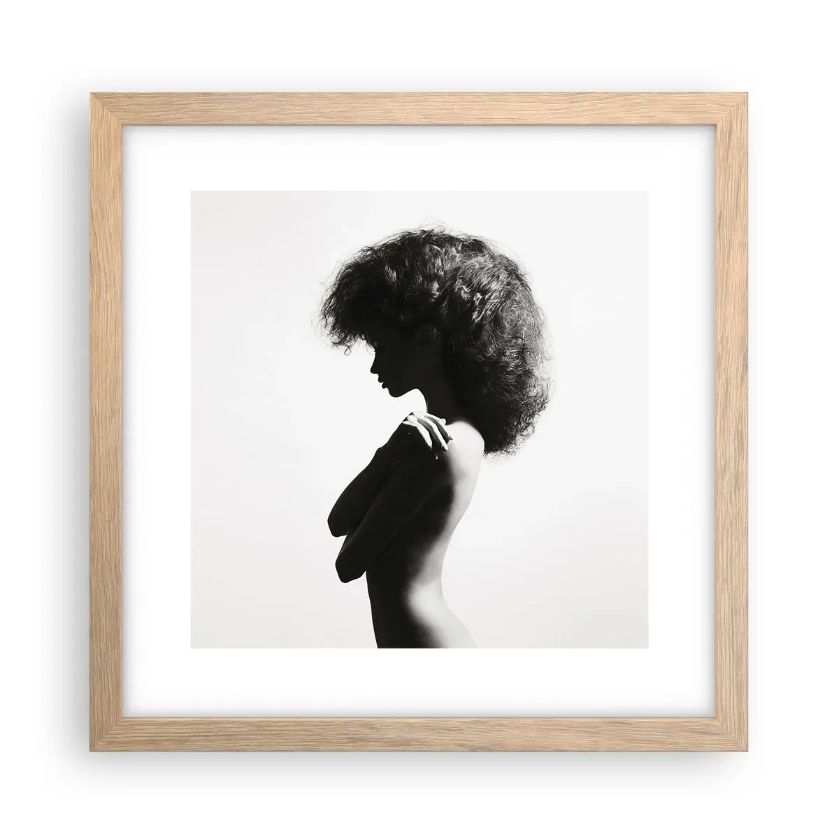 Plakat i ramme af lyst egetræ - Som en blomst på en slank stilk - 30x30 cm