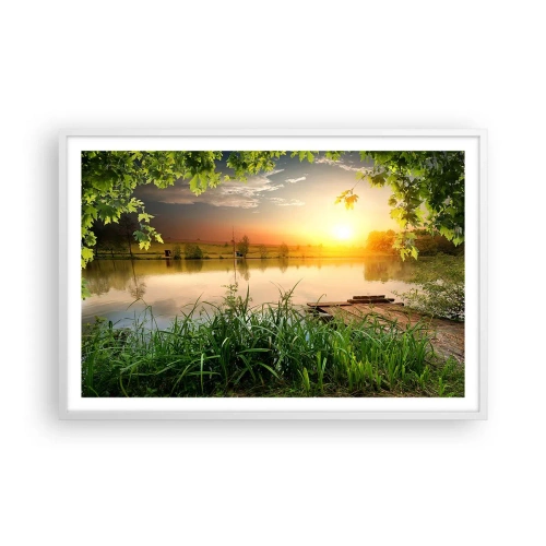 Plakat i hvid ramme - Landskab i en grøn ramme - 91x61 cm