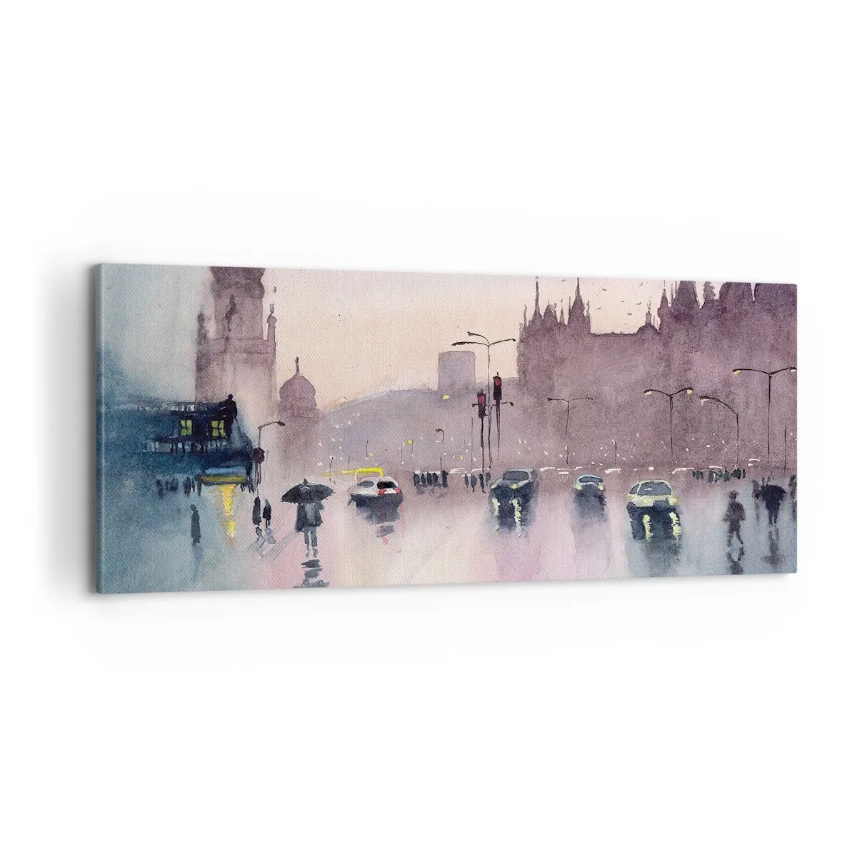 Lærredstryk - Billede på lærred - I en regnfuld tåge - 100x40 cm