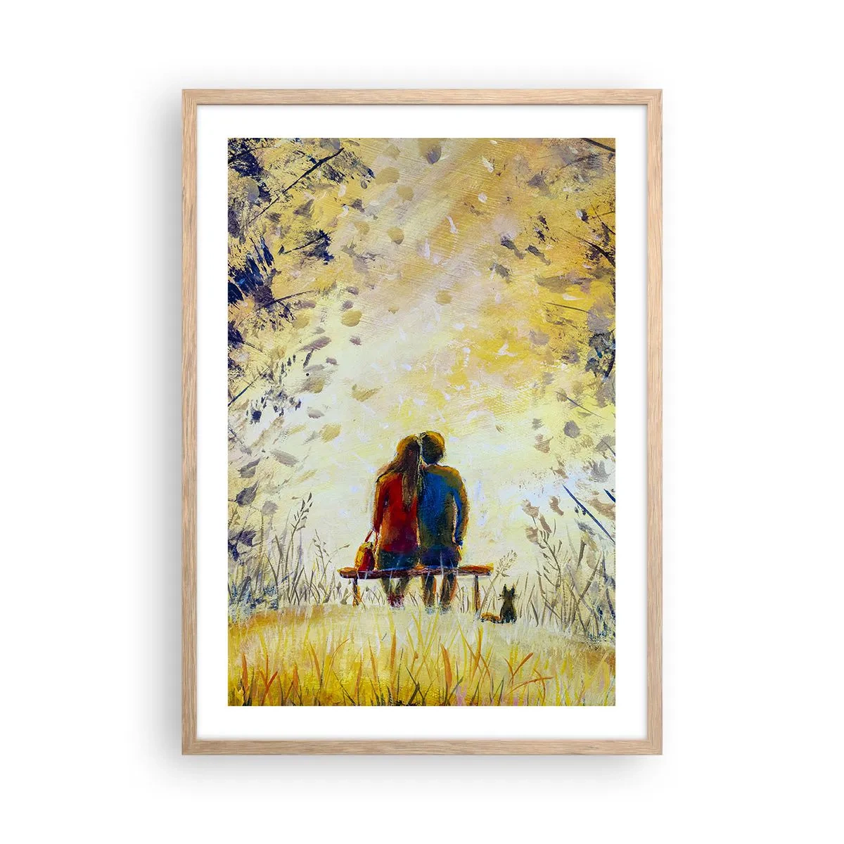 Plakat i ramme af lyst egetræ - Et magisk øjeblik - 50x70 cm