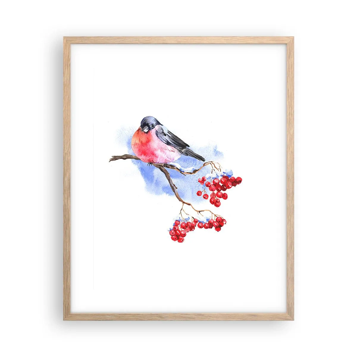 Plakat i ramme af lyst egetræ - Vinter i farver - 40x50 cm