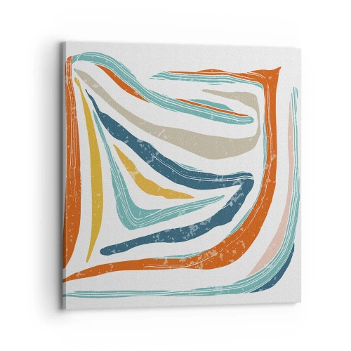 Lærredstryk - Billede på lærred - Venligt smilende abstraktion - 70x70 cm