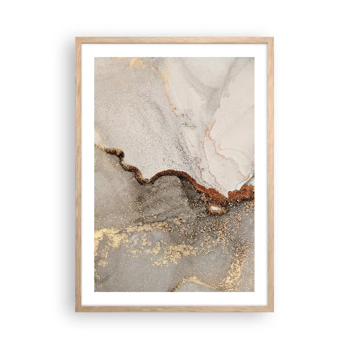 Plakat i ramme af lyst egetræ - På farvegrænsen - 50x70 cm