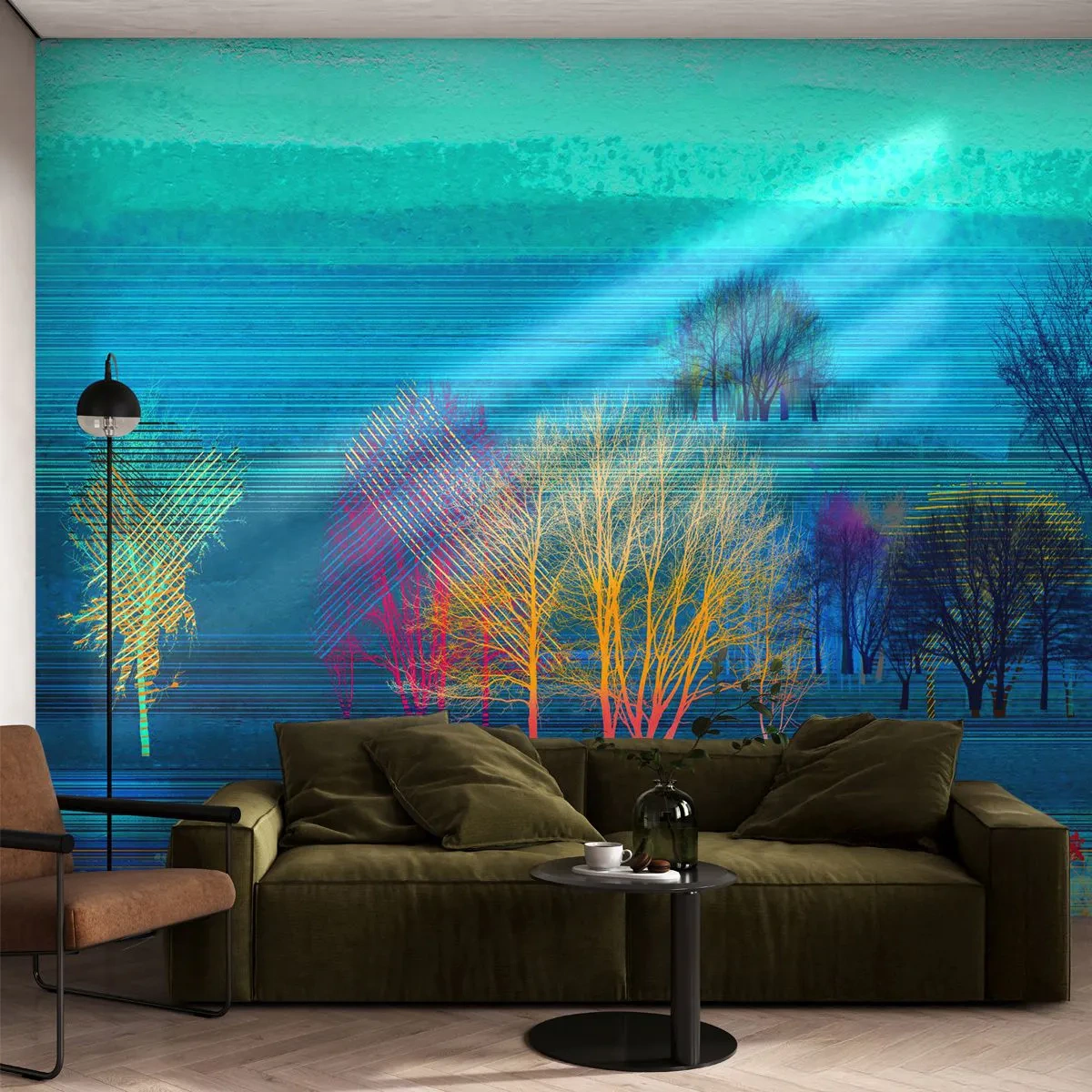 Fototapet Premium Canvas - Et vidtstrakt landskab - Landskab, Skov, Abstraktion - 400x280 cm