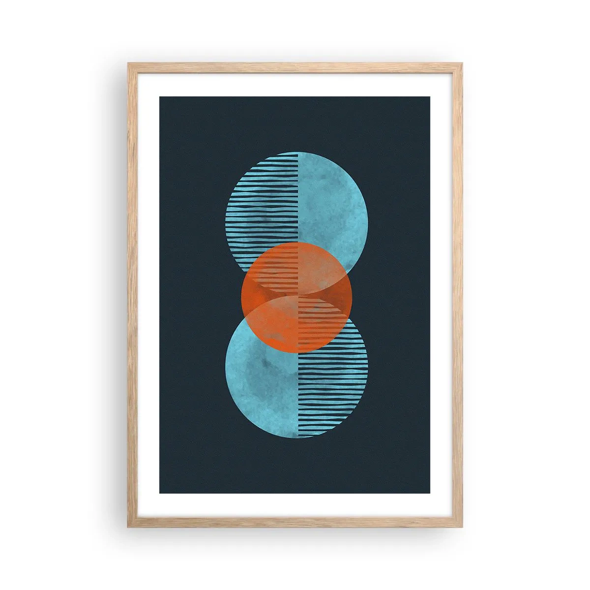 Plakat i ramme af lyst egetræ - Symmetrisk sammensætning - 50x70 cm