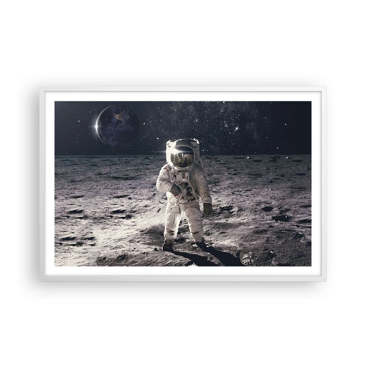 Plakat i hvid ramme - Hilsner fra månen - 91x61 cm