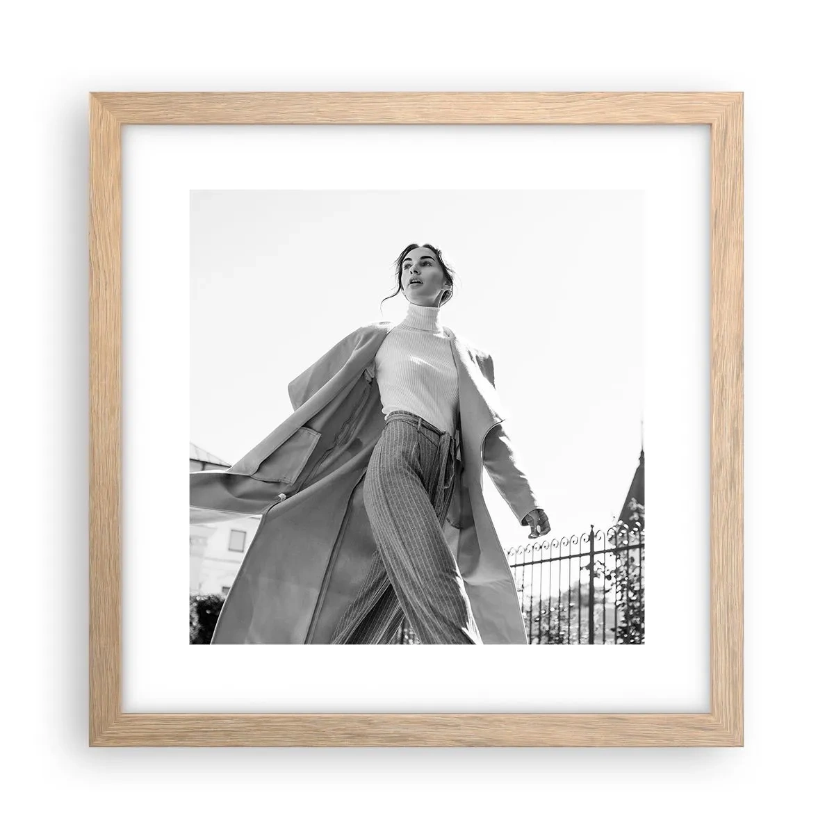 Plakat i ramme af lyst egetræ - Kommer du med mig? - 30x30 cm