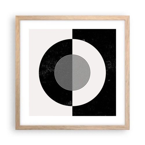 Plakat i ramme af lyst egetræ - Harmoni i sort og hvidt - 40x40 cm