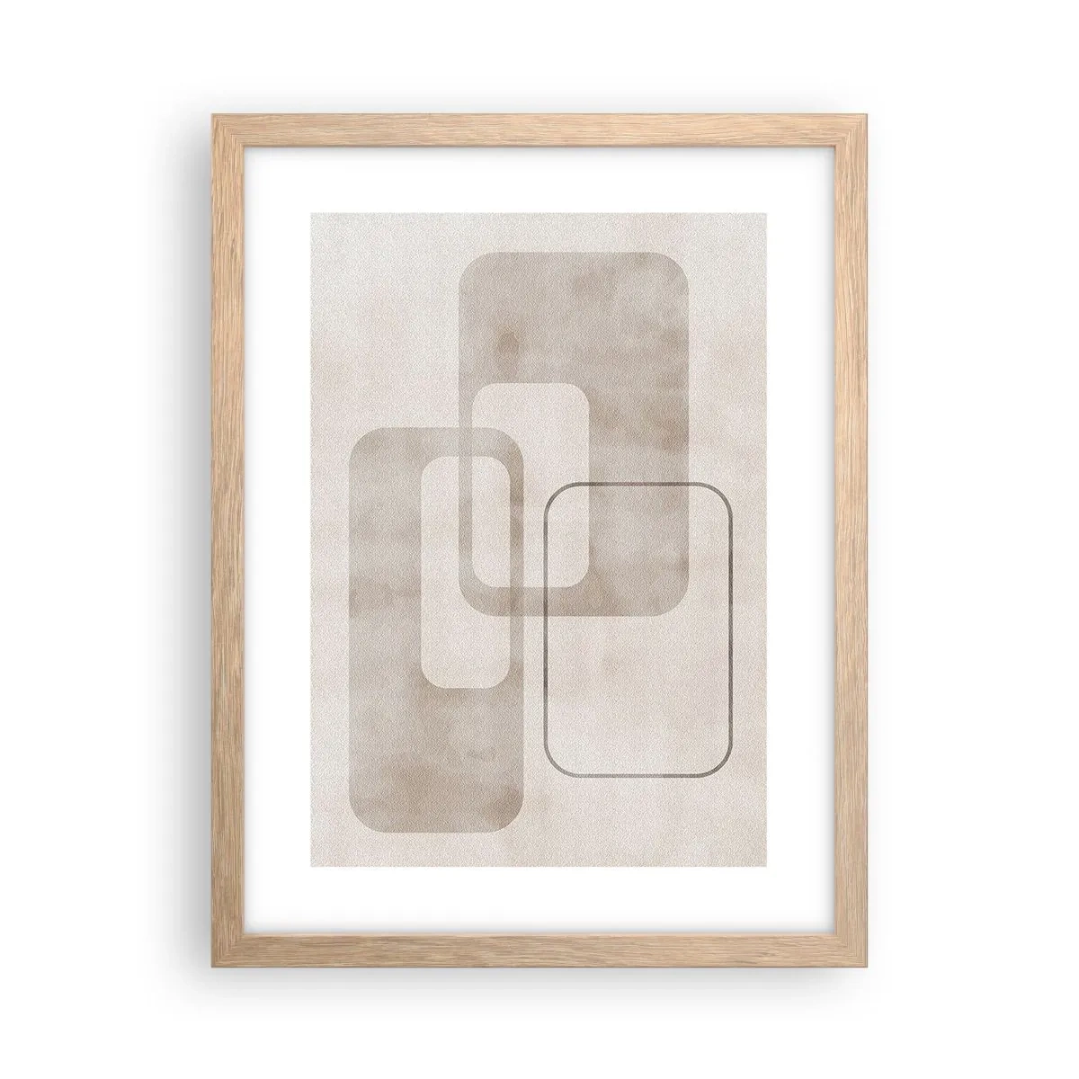 Plakat i ramme af lyst egetræ - Geometrisk fuga - 30x40 cm