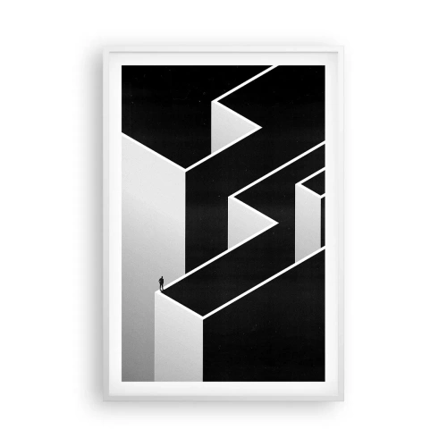 Plakat i hvid ramme - Ensomhed på toppen - 61x91 cm