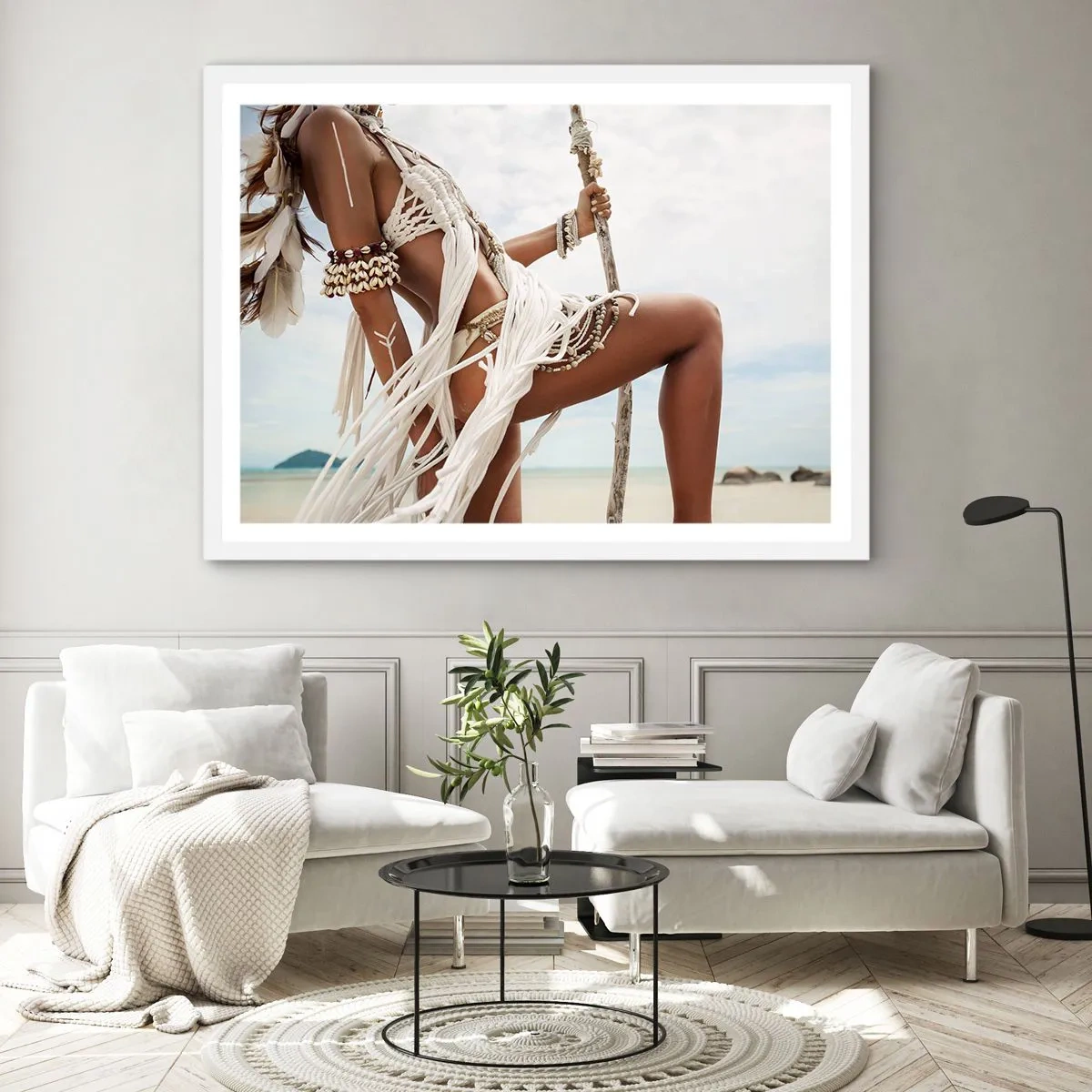 Plakat i hvid ramme - Præstinde af solen - 70x50 cm